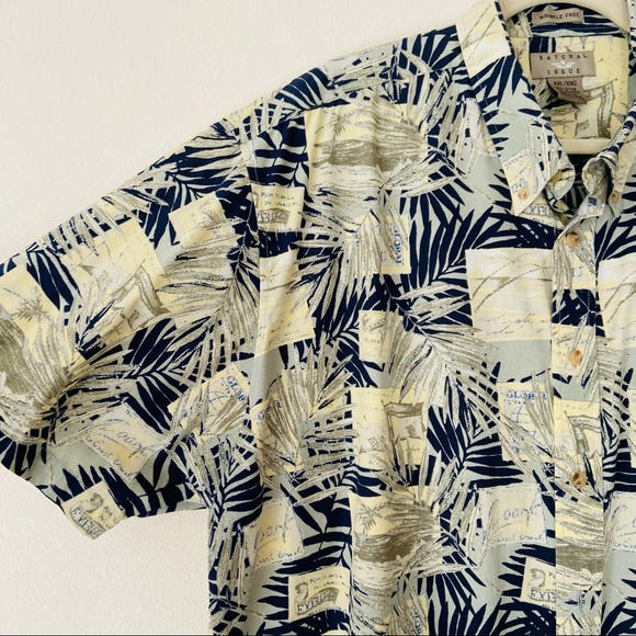 Natural issue cotton Palm Tree Hawaiian Short Sleeve button down Shirt Tropical - Picture 6 of 7